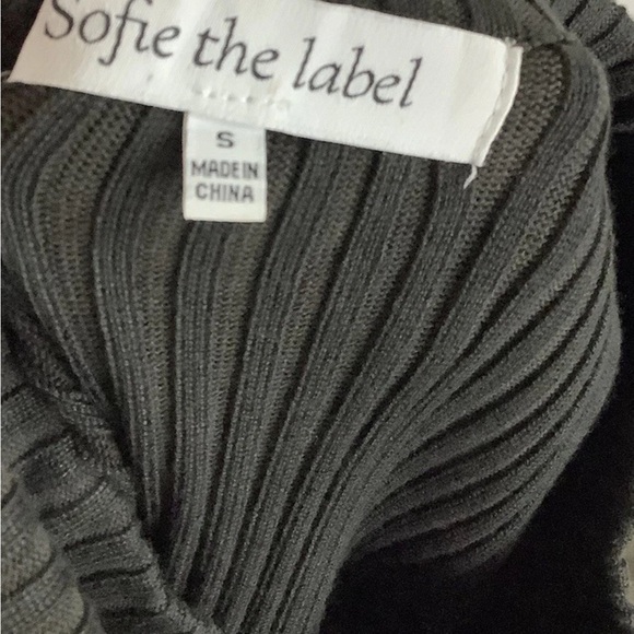 Sofie The Label Sz S Ribbed Puff Sleeve Sweater Deep Green Viscose Nylon - Picture 4 of 5